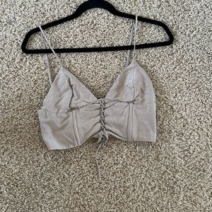 Zara brown lace up crop top